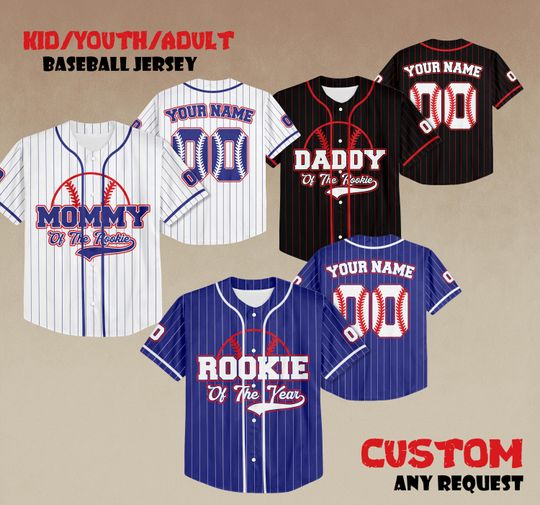 Discover Personalized Rookie of The Year Baseball Jersey, Custom Name Number