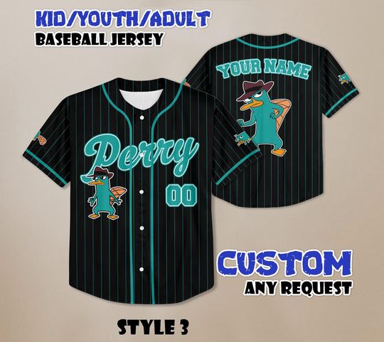 Discover Personalized Perry The Platypus Baseball Jersey, Disney Phineas And Ferb Shirt