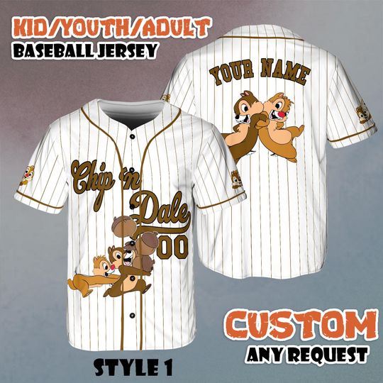 Discover Personalized Chip and Dale Baseball Jersey, Custom Chip and Dale Jersey Shirt, Disney Couples Shirt, Disneyland Baseball Team Outfit
