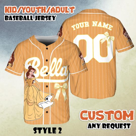 Discover Custom Princess Belle Baseball Jersey, Beauty and the Beast Theme Park Outfit