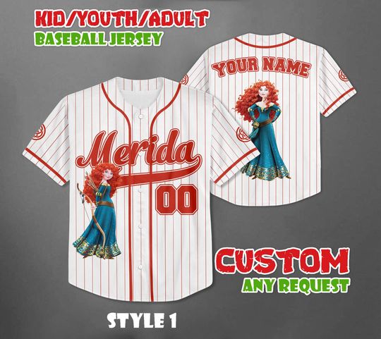 Discover Custom Merida Baseball Jersey, Brave Disney Shirt, Scottish Princess Jersey