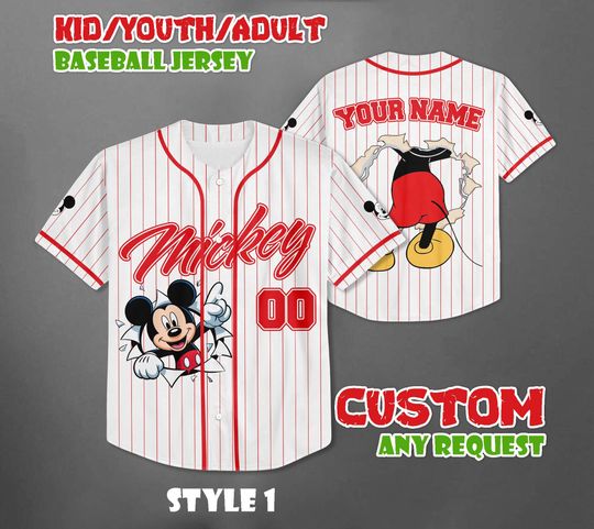 Discover Custom Mickey Mouse Baseball Jersey, Disney Mickey and Friends Jersey