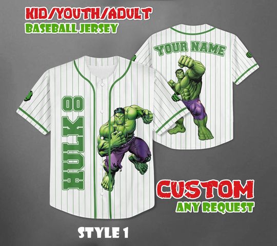 Discover Custom Hulk Baseball Jersey, Disney Marvel Baseball Team Outfit
