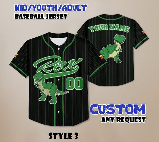 Discover Custom Disney Toy Story Rex Baseball, Custom Kids Youth Adult Disney Baseball Jersey Sports Outfits Cute Gifts For Fan Disney, Custom Jersey