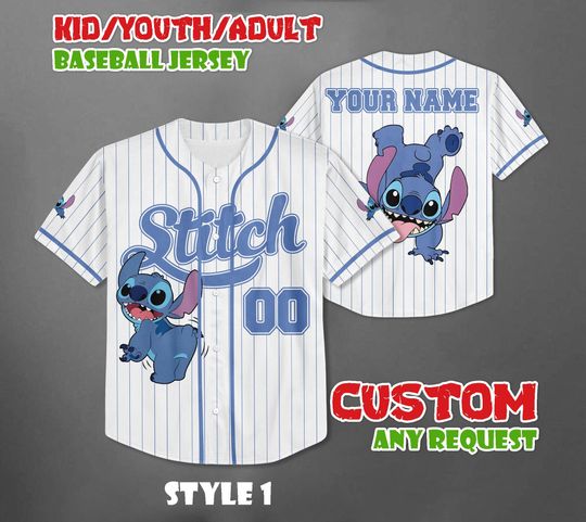 Discover Personalized Disney Stitch Baseball Jersey, Disneyland Baseball Team, Magic Kingdom Tee