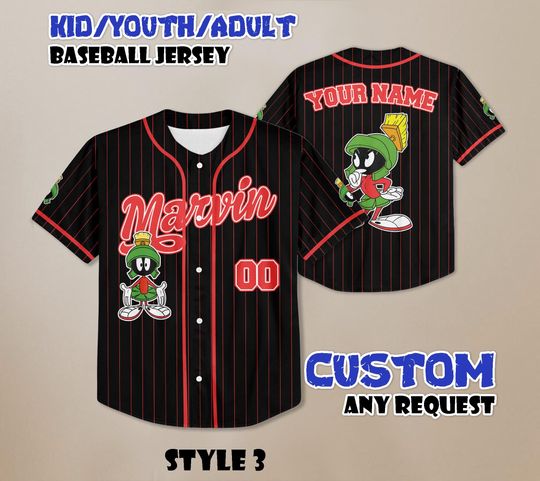 Discover Personalized Marvin the Martian Hockey Jersey, Custom Looney Tunes Shirt