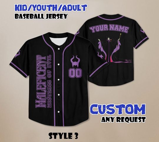 Discover Custom Maleficent Baseball Jersey, Mistress Of Evil Shirt, Bad Witch Shirt