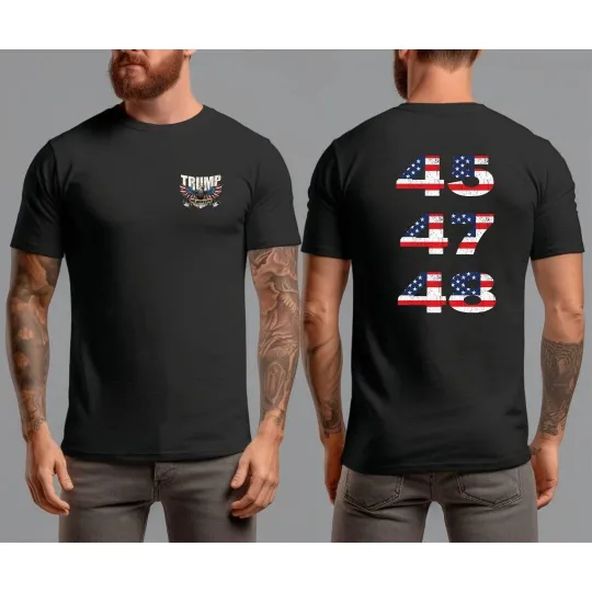 Discover Trump 2024 2028 MAGA Eagle Flag T-Shirt