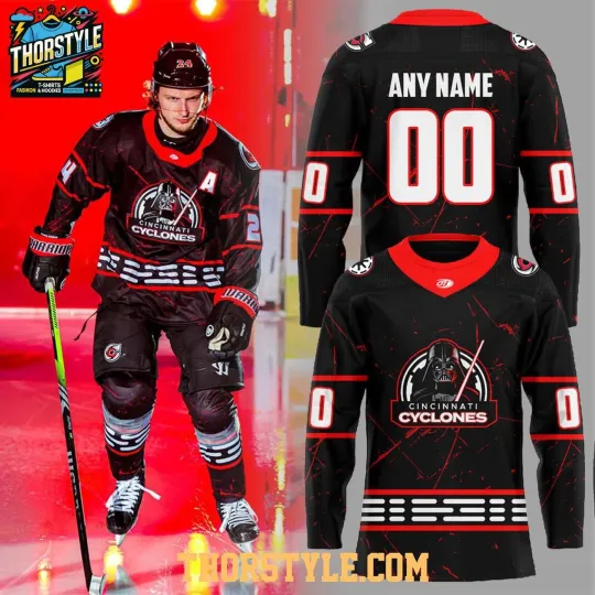 Discover Personalized Cincinnati Cyclones Star Wa.rs Darth Vader Night 2026 Hockey Shirt