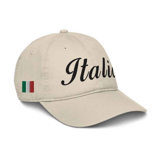 Discover Italia | 100% Organic Cotton | Baseball Cap Dad Hat | Adjustable | Black Embroidered Text