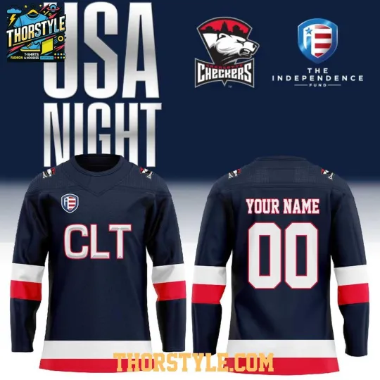 Discover Personalized Charlotte Checkers USA Night 2026 Hockey Shirt Men's Fan Gear