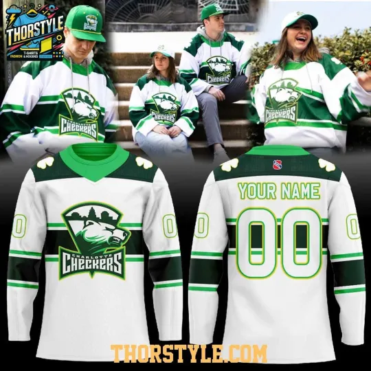 Discover Personalized Charlotte Checkers St. Patrick’s Day 2026 Irish Hockey Shirt Men's