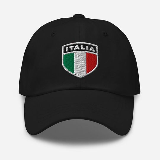 Discover Italia Dad Hat  Premium Embroidered Italian Flag Shield  Heritage Pride Cap