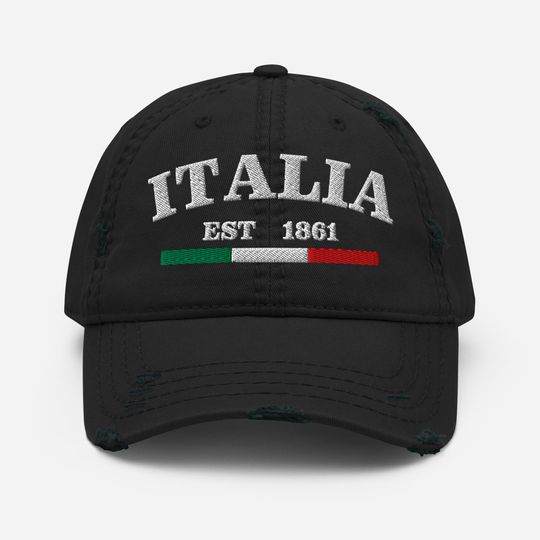 Discover Italia  Premium ** Distressed ** Dad Hat  Italian Heritage Flag Cap EST 1861