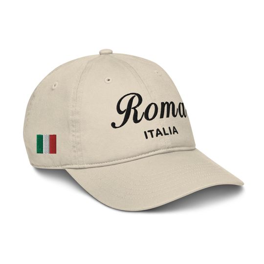Discover Roma - Italia | Baseball Cap Dad Hat | Adjustable | Black Embroidered Text