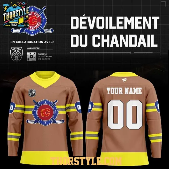Discover Personalized Calgary Flames 2026 Firefighter Tout Feu Tout Hockey Shirt Men's