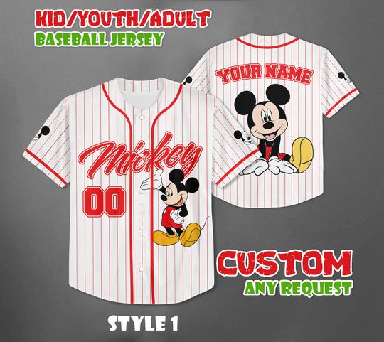 Discover Custom Mickey Mouse Baseball Jersey, Disney Mickey and Friends Shirt