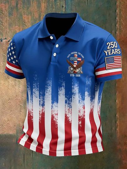 Discover American 250Th Anniversary Polo Shirt, Usa 17762026 Patriotic Sleeve Polo, 4Th Of July Clothing, Christian Casual Short Tee, Gift For Him