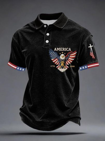 America 250Th Anniversary Polo Shirt, 1776-2026 Patriotic Usa Polo, Independence Day Casual T-Shirt, Vintage American Pride, Patriotic Gift