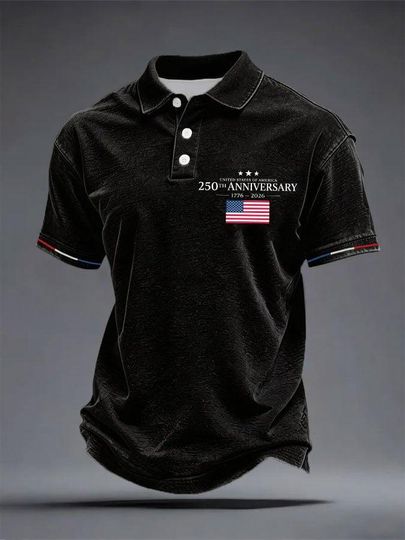 Discover 250Th Anniversary National Flag Polo Shirt, Usa 1776-2026 Patriotic Casual Polo, Independence Day American Flag Shirt, 4Th Of July Gift