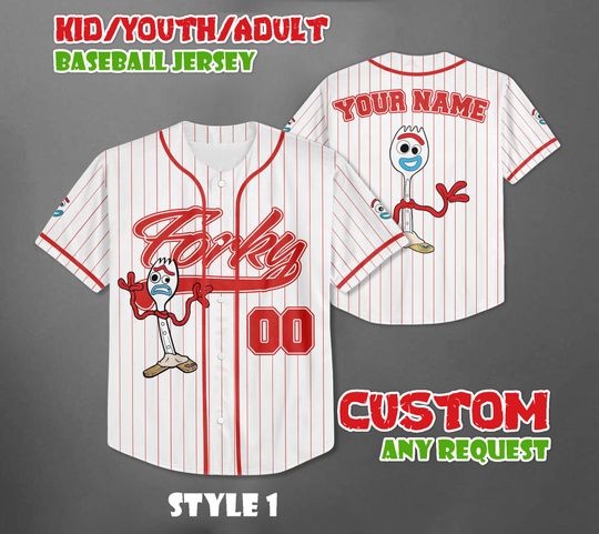 Personalized Forky Baseball Jersey, Disney Pixar Shirt, Custom Toy Story Family Outfit