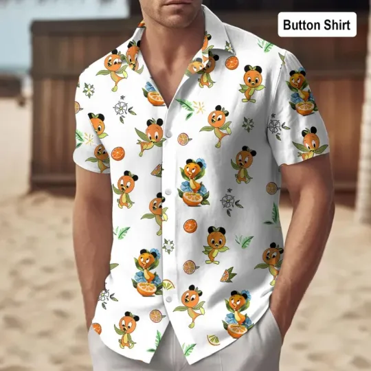 Discover Disney Orange Bird Magic Hawaiian  Beach Shirt5