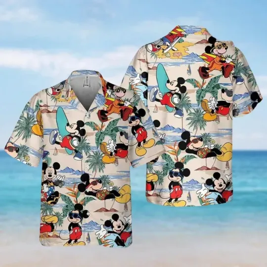 Discover Disney Mickey Mouse Summer Beach Trip Tropical Hawaiian Shirt