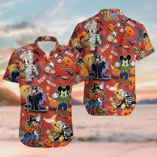 Discover Disney Mickey Mouse And Friends Spooky Season Hawaiian Shirt