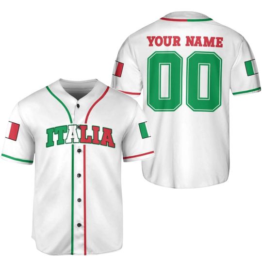 Discover Custom Italy Baseball Jersey, Personalized Italia Flag Shirt, Name and Number Team Jersey, Italy Gift for Men Women Fans Sportswear