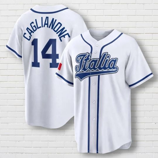 Discover Custom Jac Caglianone Italia Baseball Jersey, White Royal Sports Tee