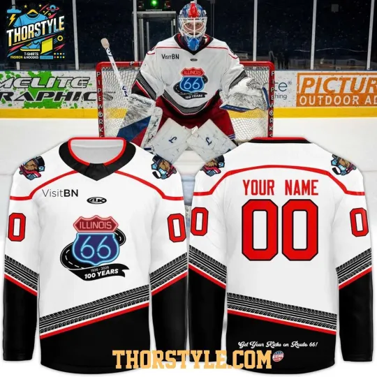 Discover Personalized Bloomington Bison Honoring The Centennial Of Route 66 Hockey Shirt