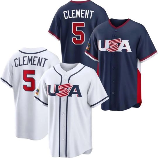 Discover Ernie Clement Jersey USA 2026 World Baseball Classic Navy/White PRINTED Shirt Men/Youth Size