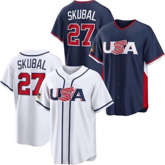 Discover Tarik Skubal Jersey USA 2026 World Baseball Classic Navy/White PRINTED Shirt Men/Youth Size