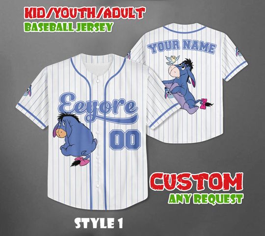 Discover Custom Eeyore Baseball Jersey: Winnie the Pooh Fan Gift