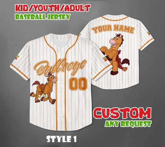 Discover Personalized Bullseye Baseball Jersey, Custom Toy Story Family Outfit