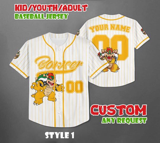 Discover Custom Super Mario Bowser Baseball Jersey, Family Trip Shirt