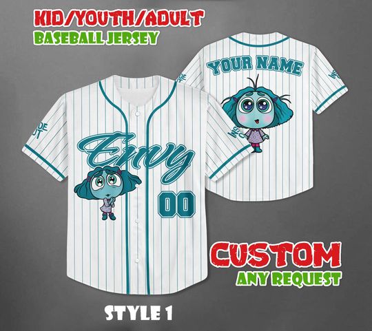 Discover Custom Envy Inside Out Baseball Jersey, Disney Inside Out 2 Cartoon Shirt