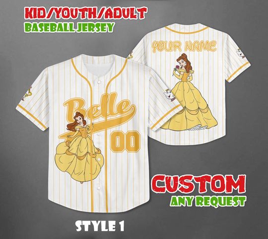 Discover Custom Princess Belle Baseball Jersey, Disney Matching Trip Outfit