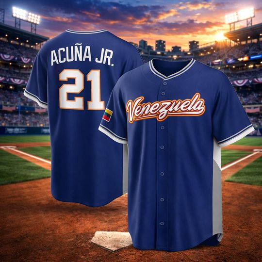 Discover Ronald Acua Jr. Jersey,Venezuela 2026 World Baseball Classic,Royal Limited PRINTED Shirt Custom Jersey Man/Youth size