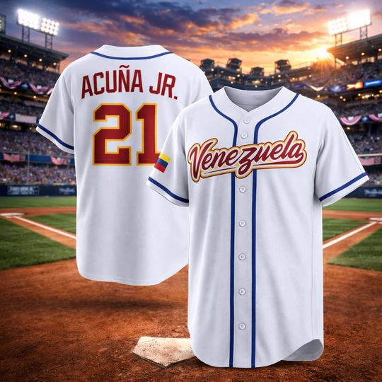 Discover Ronald Acua Jr. Jersey,Venezuela 2026 World Baseball Classic,White Limited PRINTED Shirt Jersey Man/Youth size