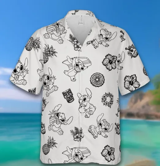 Discover Disney Stitch Summer Tropical Aloha Hawaiian Shirt