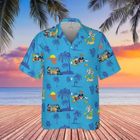Discover Disney Mickey Mouse Waterpark Summer Vacation Hawaiian Shirt