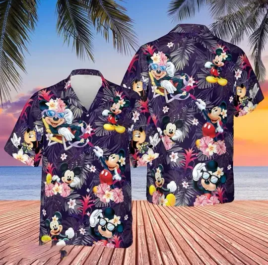 Discover Disney Mickey Mouse Minnie Summer Beach Trip Hawaiian Shirt