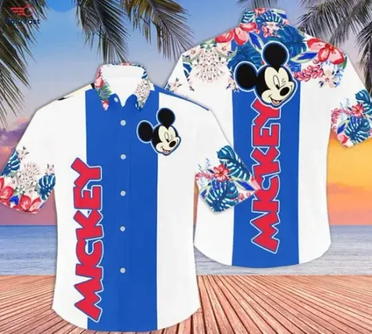 Discover Disney Mickey Mouse Tropical Summer Tropical Beach Aloha Shirt