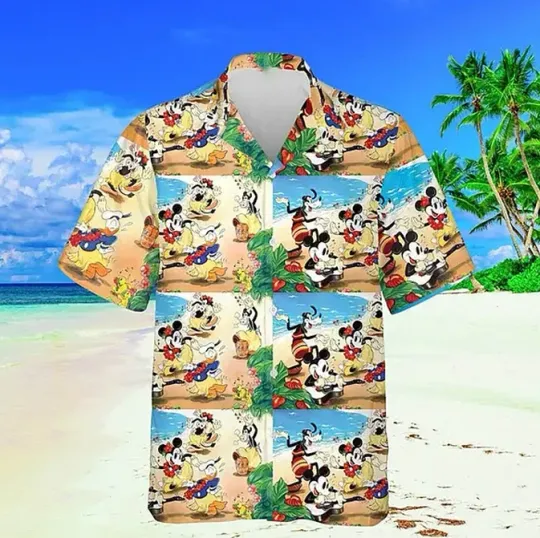 Discover Disney Mickey Mouse  Tree Magic Tropical Summer Tropical Beach Aloha Shirt