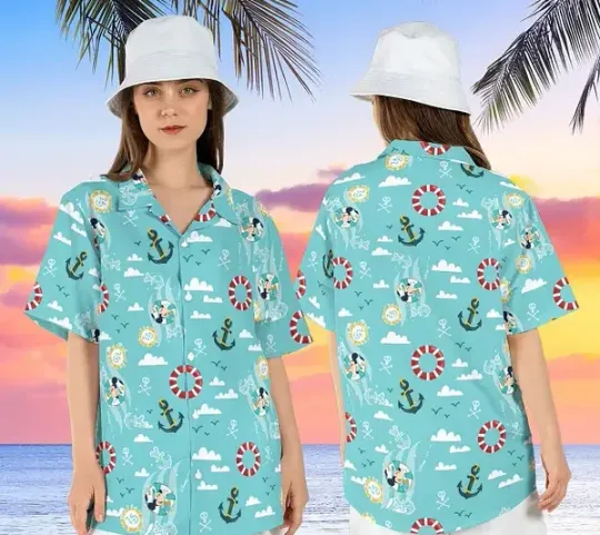 Discover Disney Cruise Sliver Anniversary At Sea 25th Tropical Beach Aloha Shirt