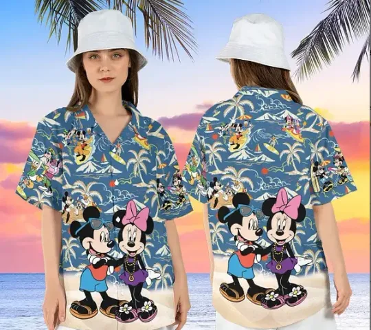 Disney Beach Mickey Minnie Friends Tropical Summer Tropical Beach Aloha Shirt
