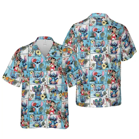 Discover Stitch Hawaiian Button Down Shirt Unisex Adults