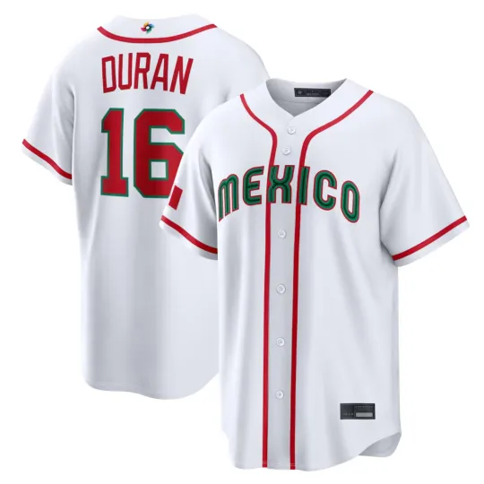 Men's Mexico Baseball Jarren Duran White 2026 World Baseball Printed Jersey