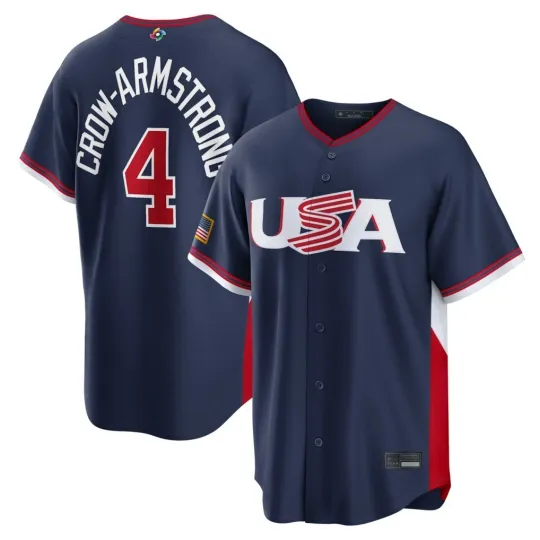 Men's USA Crow-Armstrong Navy 2026 World Baseball Classic Printed Jersey